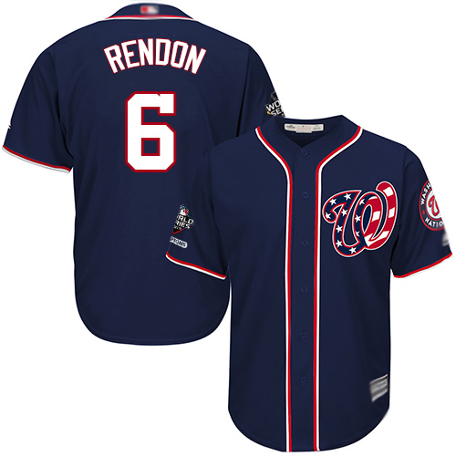 Nationals #6 Anthony Rendon Navy Blue Cool Base 2019 World Series Champions Stitched Youth MLB Jersey