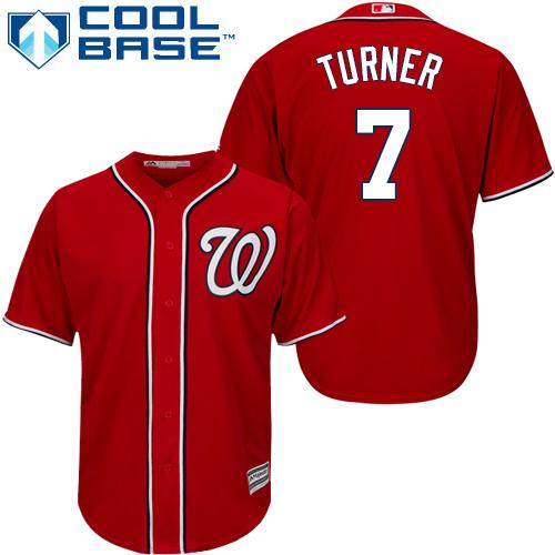 Nationals #7 Trea Turner Red Cool Base Stitched Youth MLB Jersey