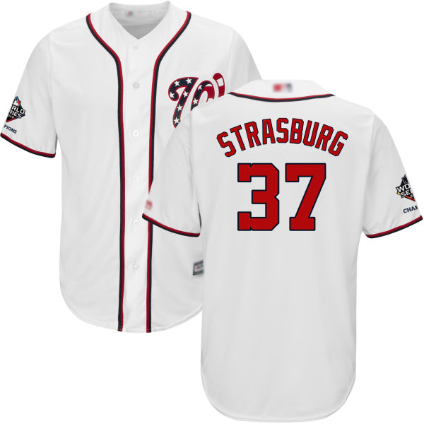 Nationals #37 Stephen Strasburg White Cool Base 2019 World Series Champions Stitched Youth MLB Jersey Nationals #37 Stephen Strasburg White Cool Base 2019 World Series Champions Stitched Youth MLB Jersey