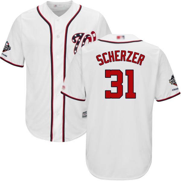Nationals #31 Max Scherzer White Cool Base 2019 World Series Champions Stitched Youth MLB Jersey Nationals #31 Max Scherzer White Cool Base 2019 World Series Champions Stitched Youth MLB Jersey