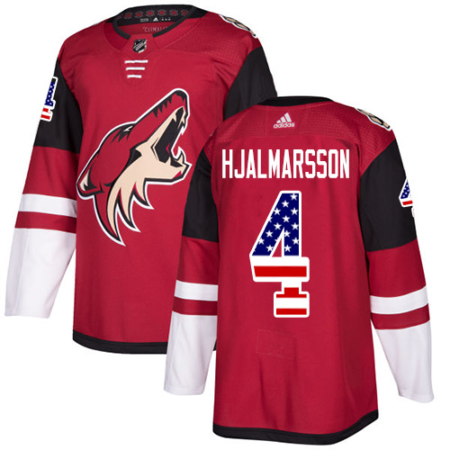 Adidas Coyotes #4 Niklas Hjalmarsson Maroon Home Authentic USA Flag Stitched Youth NHL Jersey