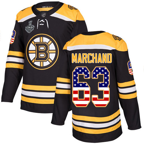 Adidas Bruins #63 Brad Marchand Black Home Authentic USA Flag Stanley Cup Final Bound Youth Stitched NHL Jersey