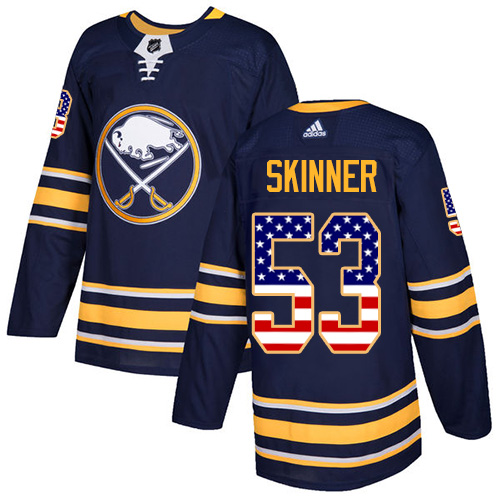 Adidas Sabres #53 Jeff Skinner Navy Blue Home Authentic USA Flag Youth Stitched NHL Jersey