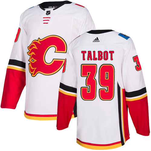 Adidas Flames #39 Cam Talbot White Road Authentic Stitched Youth NHL Jersey