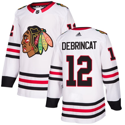 Adidas Blackhawks #12 Alex DeBrincat White Road Authentic Stitched Youth NHL Jersey Adidas Blackhawks #12 Alex DeBrincat White Road Authentic Stitched Youth NHL Jersey