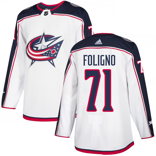 Adidas Blue Jackets #71 Nick Foligno White Road Authentic Stitched Youth NHL Jersey