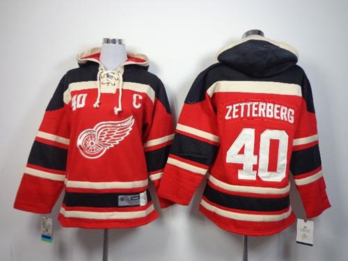 Red Wings #40 Henrik Zetterberg Red Sawyer Hooded Sweatshirt Stitched Youth NHL Jersey Red Wings #40 Henrik Zetterberg Red Sawyer Hooded Sweatshirt Stitched Youth NHL Jersey