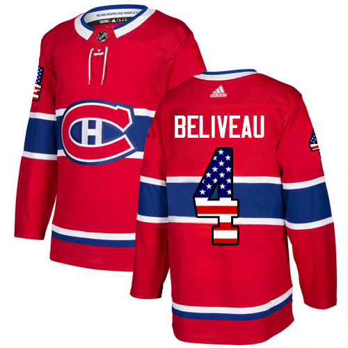 Adidas Canadiens #4 Jean Beliveau Red Home Authentic USA Flag Stitched Youth NHL Jersey Adidas Canadiens #4 Jean Beliveau Red Home Authentic USA Flag Stitched Youth NHL Jersey
