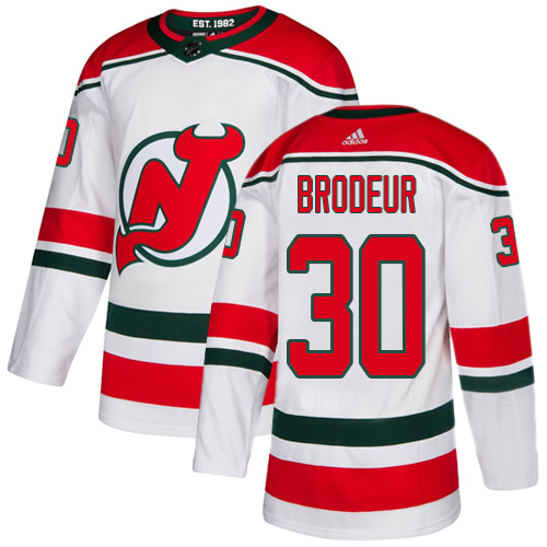 Adidas Devils #30 Martin Brodeur White Alternate Authentic Stitched Youth NHL Jersey