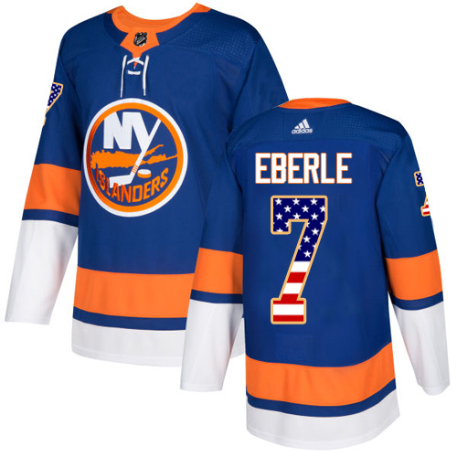 Adidas Islanders #7 Jordan Eberle Royal Blue Home Authentic USA Flag Stitched Youth NHL Jersey
