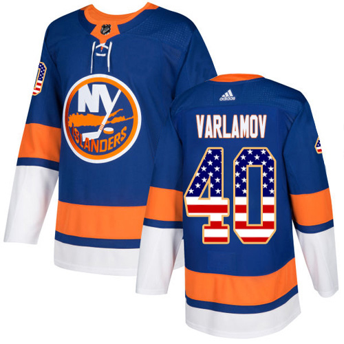 Adidas Islanders #40 Semyon Varlamov Royal Blue Home Authentic USA Flag Stitched Youth NHL Jersey