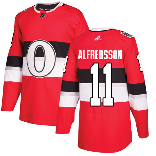 Adidas Senators #11 Daniel Alfredsson Red Authentic 2017 100 Classic Stitched Youth NHL Jersey