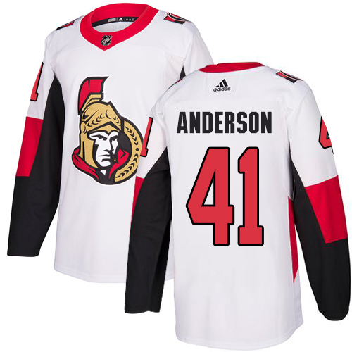 Adidas Senators #41 Craig Anderson White Road Authentic Stitched Youth NHL Jersey