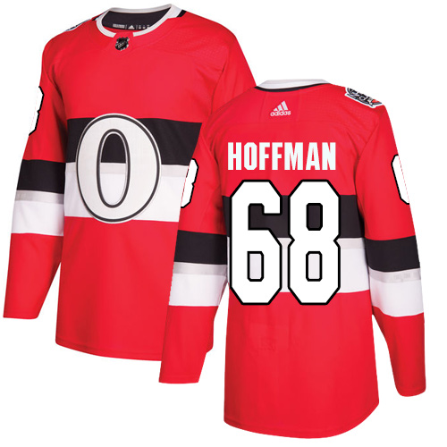 Adidas Senators #68 Mike Hoffman Red Authentic 2017 100 Classic Stitched Youth NHL Jersey