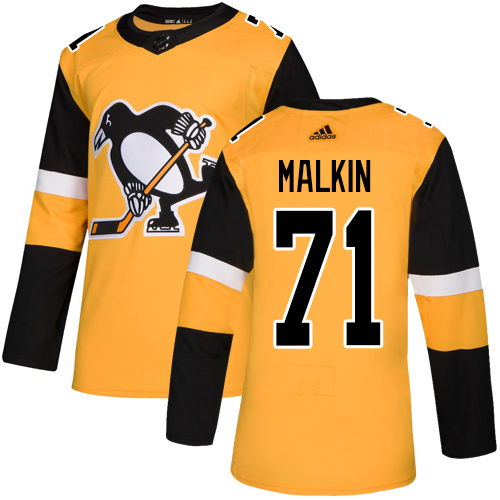 Adidas Penguins #71 Evgeni Malkin Gold Alternate Authentic Stitched Youth NHL Jersey