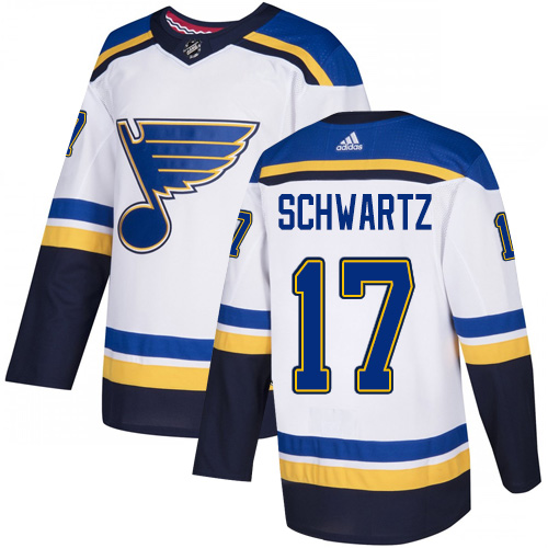 Adidas Blues #17 Jaden Schwartz White Road Authentic Stitched Youth NHL Jersey