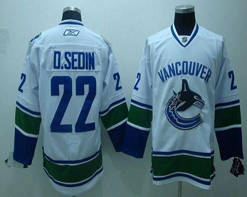 Canucks #22 D.sedin White Embroidered Youth NHL Jersey