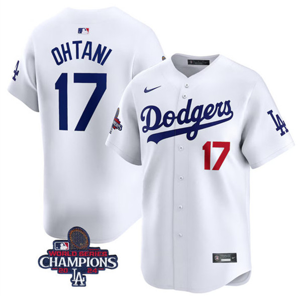 Toddler Los Angeles Dodgers #17 Shohei Ohtani White 2024 World Series Champions Home Limited Stitched Baseball Jersey