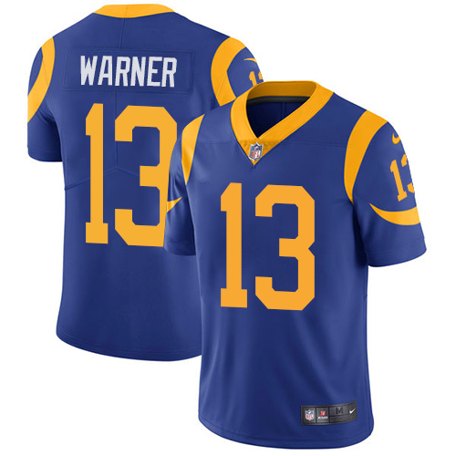 Men's Rams #13 Kurt Warner Royal Blue Alternate Stitched NFL Vapor Untouchable Limited Jersey