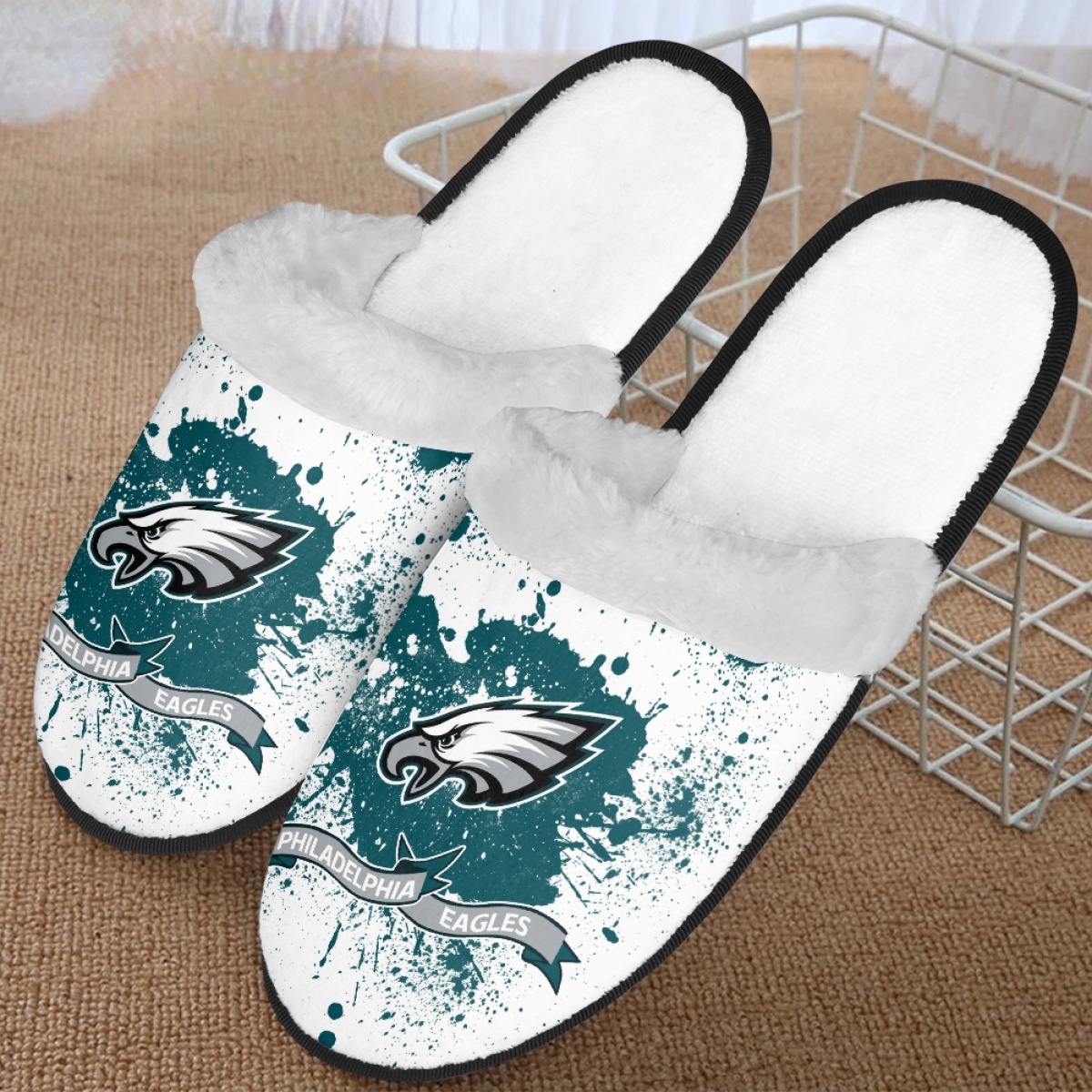 Men's Philadelphia Eagles Team Logo Staycation Slippers/Shoes(Pls check description for details) 002 Men's Philadelphia Eagles Team Logo Staycation Slippers/Shoes(Pls check description for details) 002