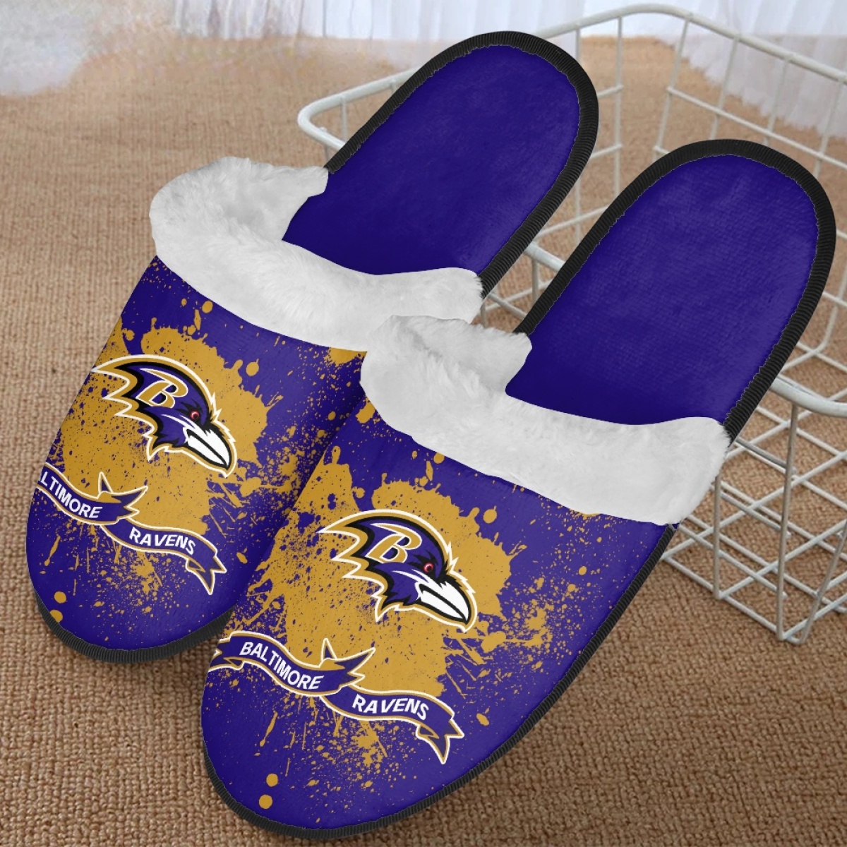 Men's Baltimore Ravens Team Logo Staycation Slippers/Shoes(Pls check description for details) 002 Men's Baltimore Ravens Team Logo Staycation Slippers/Shoes(Pls check description for details) 002
