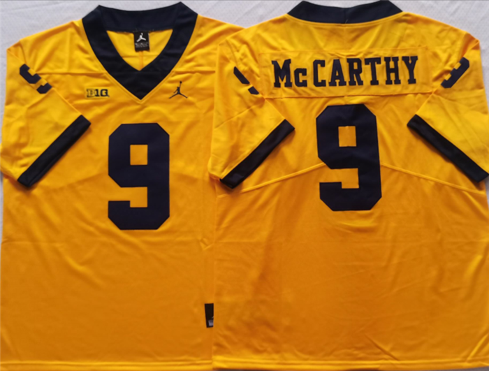 Men's Michigan Wolverines #9 McCARTHY Yellow Stitched Jersey