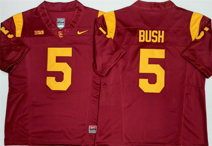 Men's USC Trojans #5 Reggie Bush F.U.S.E. Red Stitched Jersey