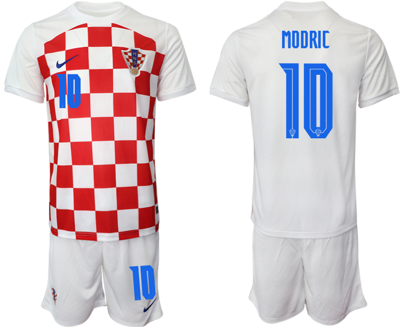 Men's Croatia #10 Modric White Home Soccer Jersey Suit