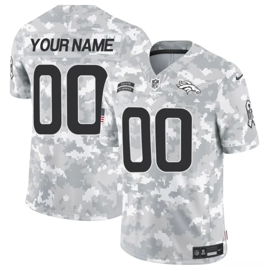 Youth Denver Broncos Active Player Custom 2024 F.U.S.E Arctic Camo Salute to Service Limited Stitched Football Jersey