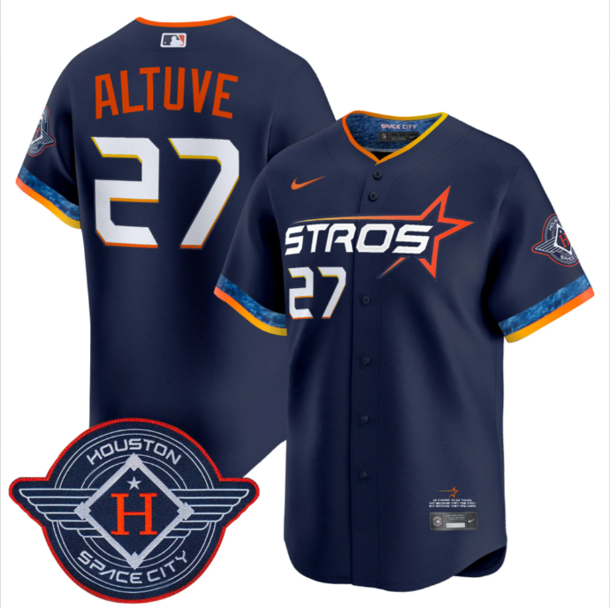 Men's Houston Astros #27 Jose Altuve Navy 2025 City Connect Limited Stitched Baseball Jersey Men's Houston Astros #27 Jose Altuve Navy 2025 City Connect Limited Stitched Baseball Jersey