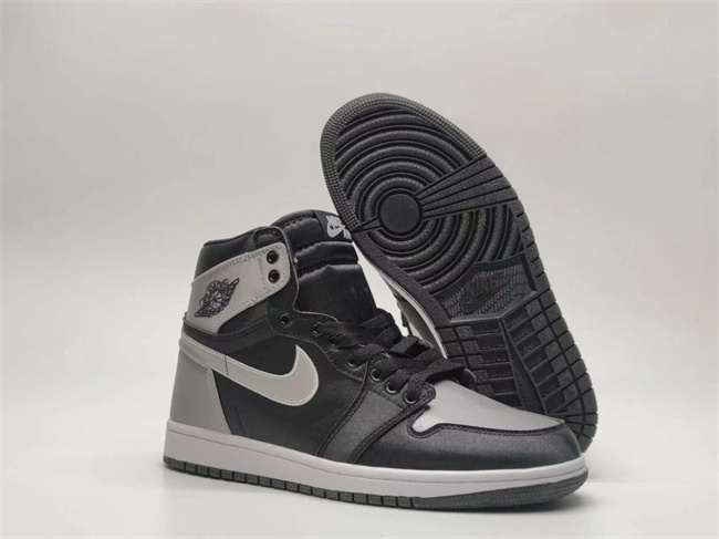 Women's Running Weapon Air Jordan 1 Black/Grey Shoes 0449
