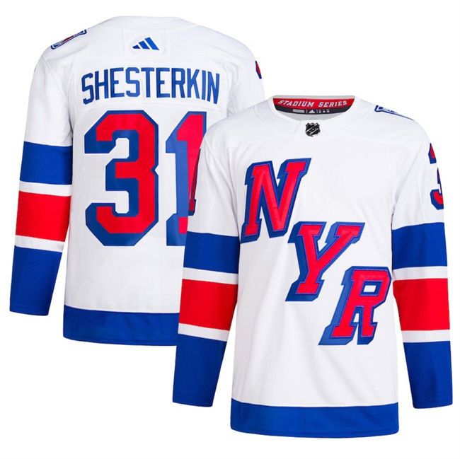 Men's New York Rangers #31 Igor Shesterkin White 2024 Stadium Series Stitched Jersey Men's New York Rangers #31 Igor Shesterkin White 2024 Stadium Series Stitched Jersey