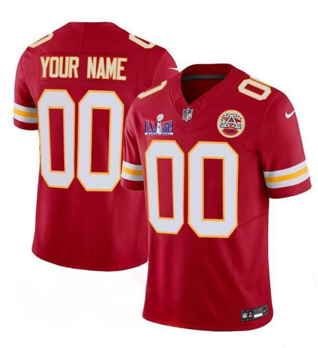 Youth Kansas City Chiefs Active Player Custom Red Super Bowl LVIII Patch 2023 F.U.S.E. Vapor Untouchable Limited Stitched Jersey