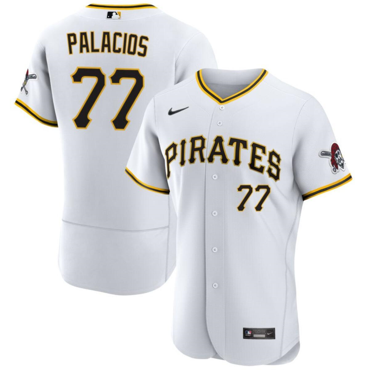 Men's Pittsburgh Pirates #77 Joshua Palacios White Flex Base Stitched Baseball Jerseyx Base Stitched Baseball Jersey