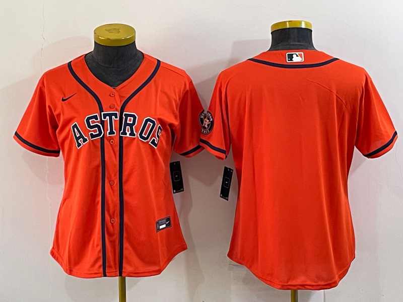 Women's Houston Astros Orange With Patch Cool Base Stitched Baseball Jersey(Run Small) Women's Houston Astros Orange With Patch Cool Base Stitched Baseball Jersey(Run Small)