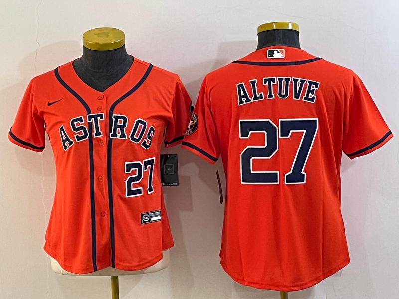 Women's Houston Astros #27 Jose Altuve Orange With Patch Cool Base Stitched Baseball Jersey(Run Small) Women's Houston Astros #27 Jose Altuve Orange With Patch Cool Base Stitched Baseball Jersey(Run Small)