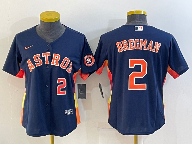 Women's Houston Astros #2 Alex Bregman Navy With Patch Cool Base Stitched Baseball Jersey(Run Small) Women's Houston Astros #2 Alex Bregman Navy With Patch Cool Base Stitched Baseball Jersey(Run Small)