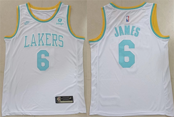 Men's Los Angeles Lakers #6 LeBron James White Stitched Basketball Jersey Men's Los Angeles Lakers #6 LeBron James White Stitched Basketball Jersey