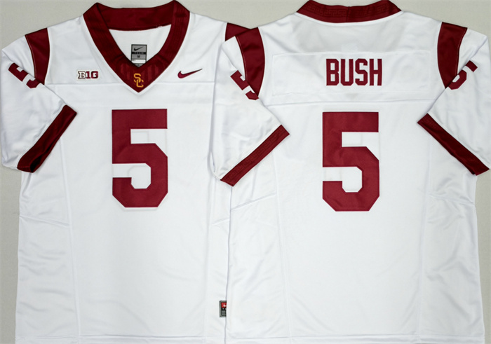 Men's USC Trojans #5 Reggie Bush F.U.S.E. White Stitched Jersey