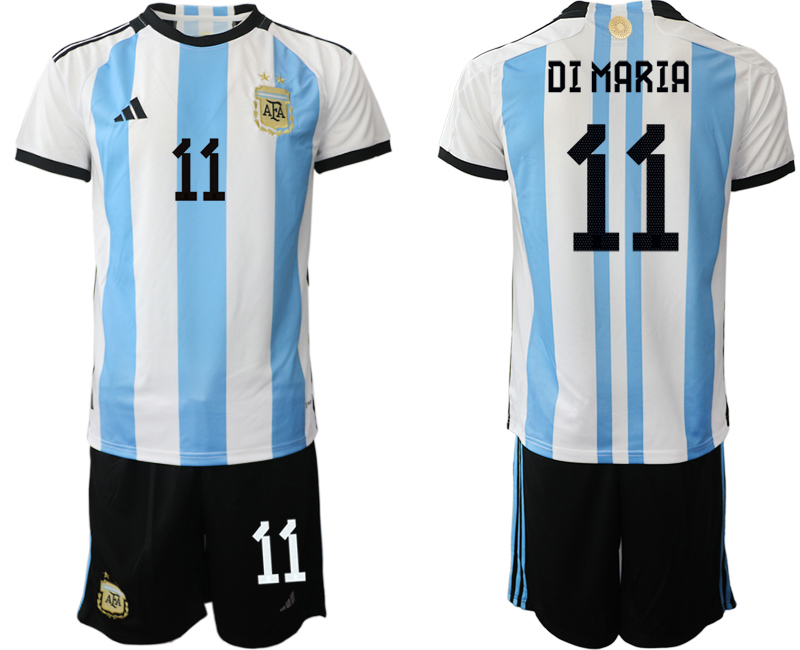 Men's Argentina #11 Di maria White/Blue 2022 FIFA World Cup Home Soccer Jersey Suit Men's Argentina #11 Di maria White/Blue 2022 FIFA World Cup Home Soccer Jersey Suit