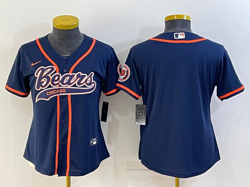 Youth Chicago Bears Blank Navy With Patch Cool Base Stitched Baseball Jersey Youth Chicago Bears Blank Navy With Patch Cool Base Stitched Baseball Jersey