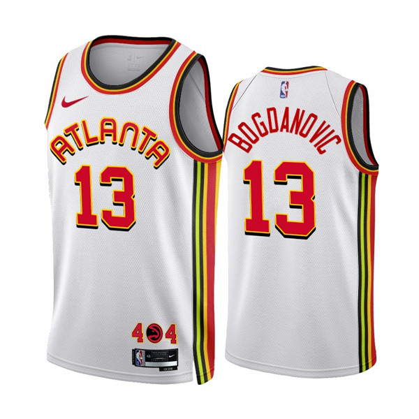Men's Atlanta Hawks #13 Bogdan Bogdanovic 2022/23 White Association Edition Stitched Jersey Men's Atlanta Hawks #13 Bogdan Bogdanovic 2022/23 White Association Edition Stitched Jersey