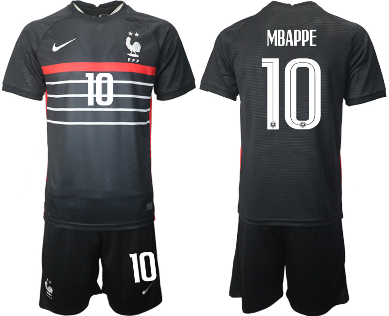 Men's France #10 Mbappe Black 2022 FIFA World Cup Home Soccer Jersey Suit