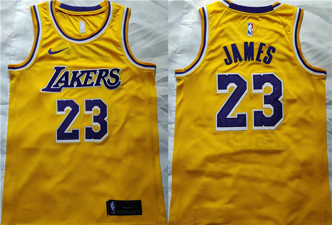 Men's Los Angeles Lakers #23 LeBron James Yellow Stitched Basketball Jersey Men's Los Angeles Lakers #23 LeBron James Yellow Stitched Basketball Jersey