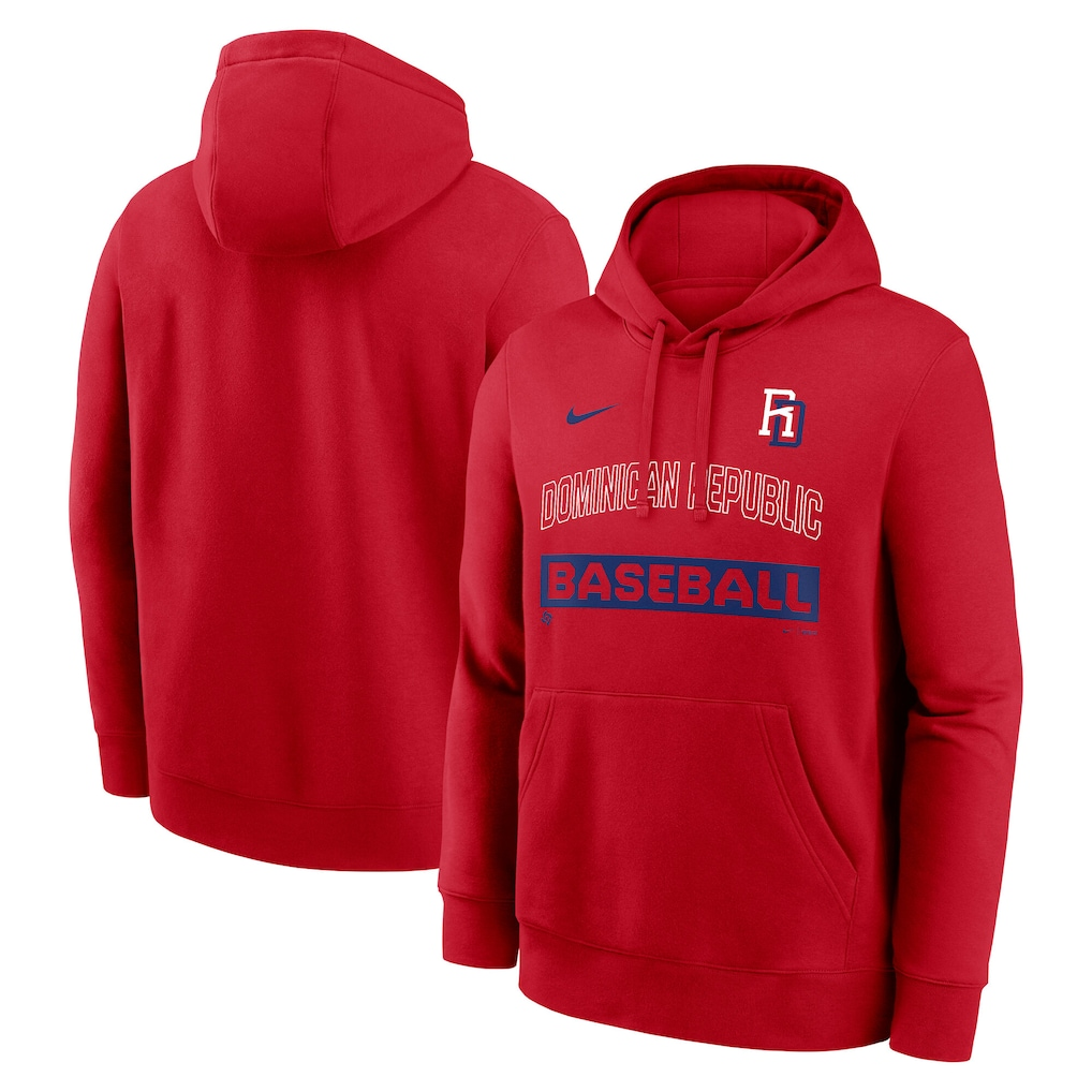 Men's Dominican Baseball Red 2026 World Baseball Classic Collection Dri-FIT Long Sleeve Hooded T-Shirt Men's Dominican Baseball Red 2026 World Baseball Classic Collection Dri-FIT Long Sleeve Hooded T-Shirt