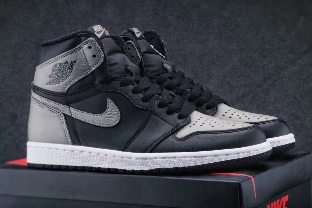 Men's Air Jordan 1 Black and Gray Shoes Men's Air Jordan 1 Black and Gray Shoes