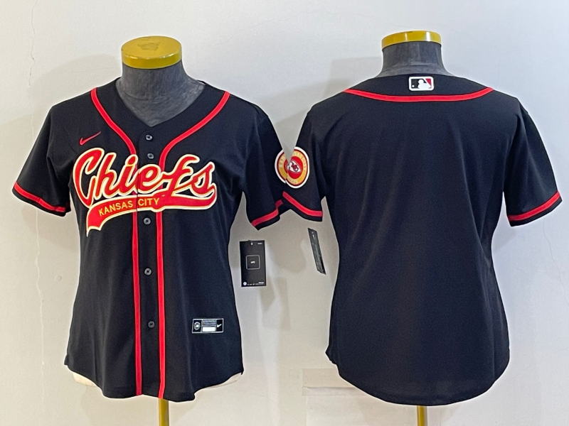 Women's Kansas City Chiefs Blank Black With Patch Cool Base Stitched Baseball Jersey(Run Small) Women's Kansas City Chiefs Blank Black With Patch Cool Base Stitched Baseball Jersey(Run Small)