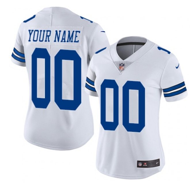 Women's Dallas Cowboys Customized White Vapor Untouchable Stitched Jersey(Run Small）