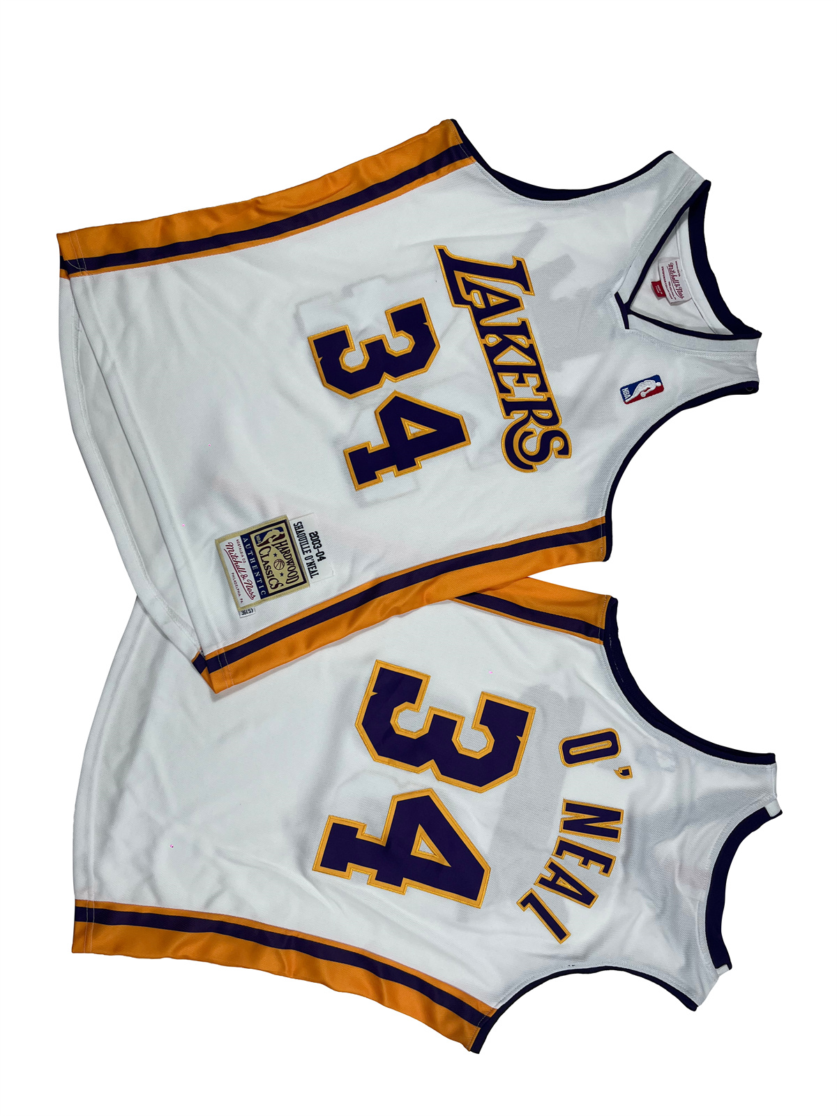 Men's Los Angeles Lakers #34 Shaquille O'Neal White 2003-04 Throwback basketball Jersey