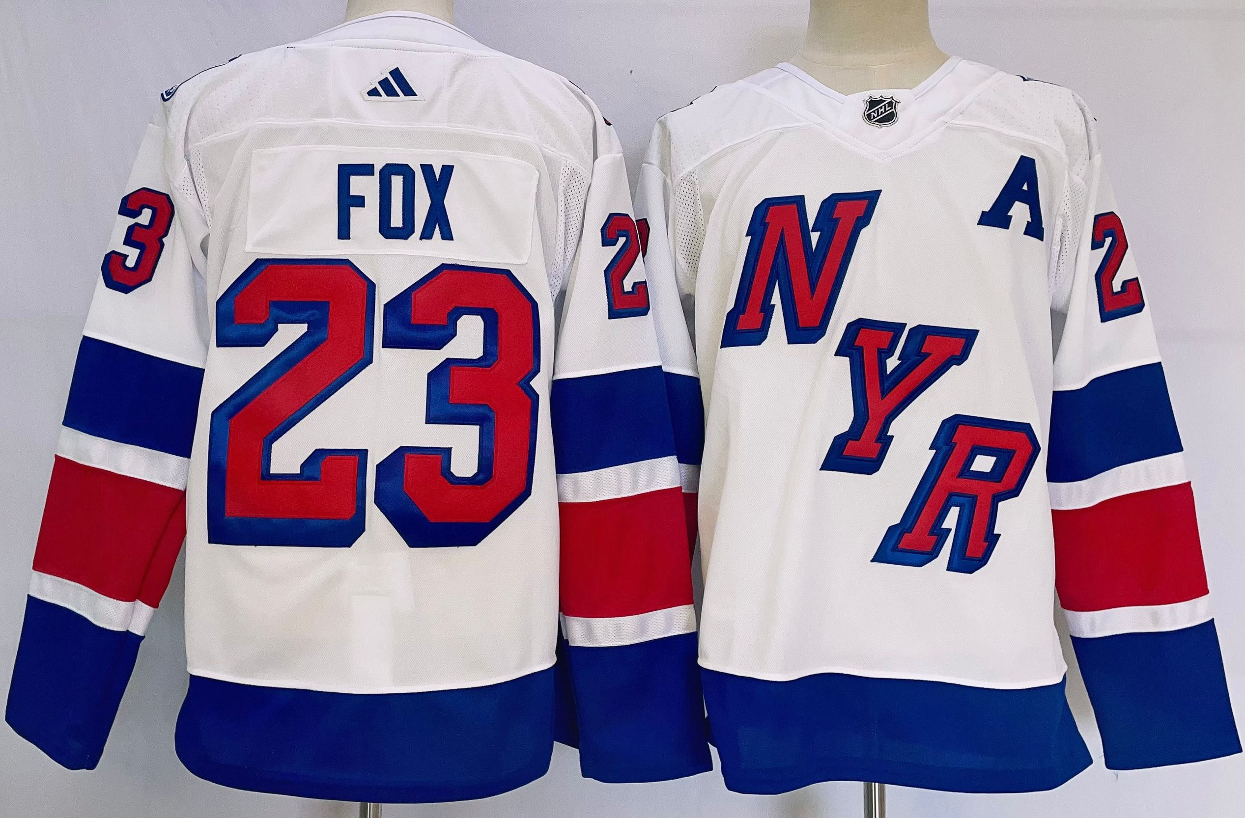 Men's New York Rangers #23 Adam Fox White 2023-2024 Stadium Series Stitched Jersey Men's New York Rangers #23 Adam Fox White 2023-2024 Stadium Series Stitched Jersey